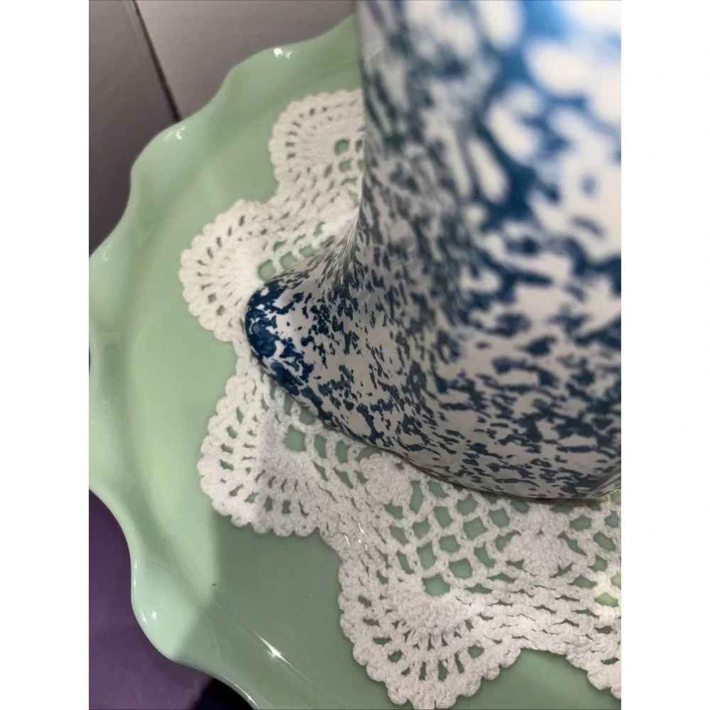 VINTAGE‎ MCCOY BLUE & WHITE SPONGEWARE SPLATTER DESIGN BOWL & PITCHER